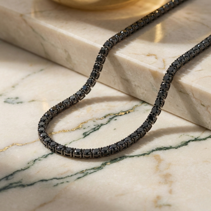 שרשרת טניס שחור עם ציפוי שחור